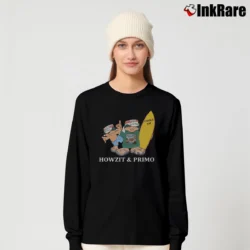 Women’s 80s Primo Beer Mascots Howzit Surfer Graphic Long-Sleeve Top in black | Sleek, Versatile, All-Season
