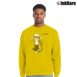 Men’s 80s San Antonio Texas Striped Cowboy Cat Crewneck Sweatshirt in yellow | Cozy Fabric, Clean Style