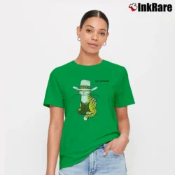 Women’s 80s San Antonio Texas Striped Cowboy Cat Signature T-Shirt in irish green | Soft, Flattering Fit