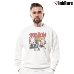 Men’s 80s Skid Row On Tour for Vintage Rock Fans Crewneck Sweatshirt in white | Cozy Fabric, Clean Style