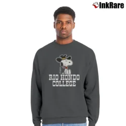 Men’s 80s Snoopy Cowboy Hat Rio Hondo College Crewneck Sweatshirt in charcoal | Cozy Fabric, Clean Style