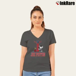 Women’s 80s Snoopy Detroit Pistons Sports V-Neck Tee in charcoal | Chic Neckline, Soft Texture