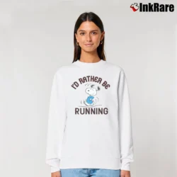 Women’s 80s Snoopy I'd Rather Be Running Peanuts Relaxed Sweatshirt in white | Soft, Laid-Back Vibe