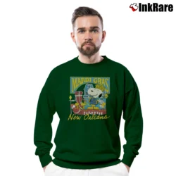 Men’s 80s Snoopy Mardi Gras New Orleans 1989 Crewneck Sweatshirt in forest green | Cozy Fabric, Clean Style