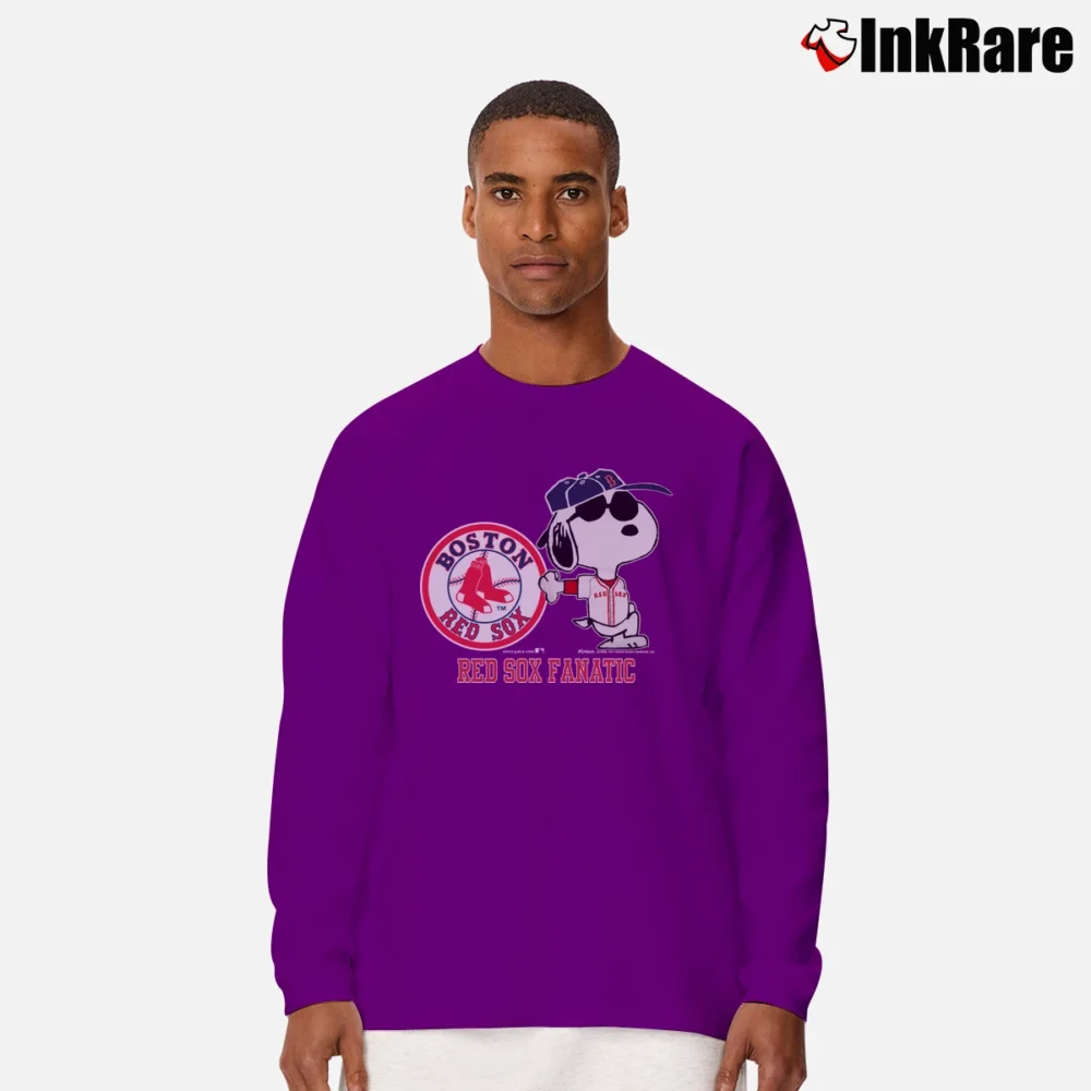 Men’s 80s Snoopy Red Sox Fanatic Baseball Fan Long-Sleeve Shirt in purple | Sleek, Lightweight, Year-Round Wear