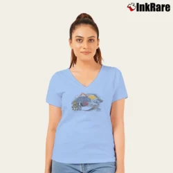 Women’s 80s Star Wars Star Tours V-Neck Tee in light blue | Chic Neckline, Soft Texture