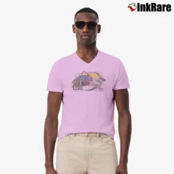Men’s 80s Star Wars Star Tours V-Neck Tee in light pink | Sharp, Breathable, Everyday Staple