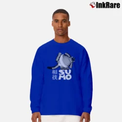 Men’s 80s Sumo Cat B Kliban Crazy Long-Sleeve Shirt in royal blue | Sleek, Lightweight, Year-Round Wear