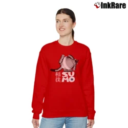Women’s 80s Sumo Cat B Kliban Crazy Relaxed Sweatshirt in red | Soft, Laid-Back Vibe