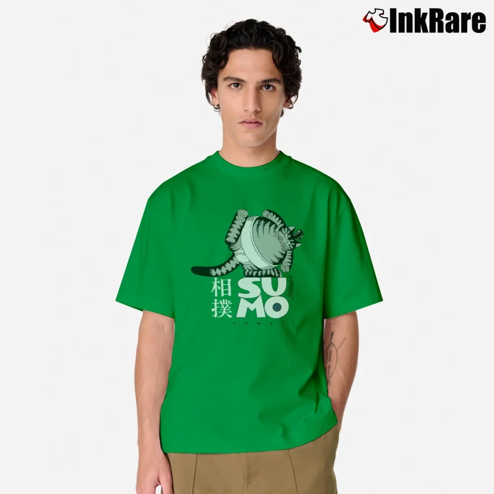Men’s 80s Sumo Cat B Kliban Crazy Classic T-Shirt in irish green | Soft, Breathable Everyday Wear