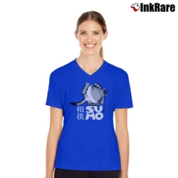 Women’s 80s Sumo Cat B Kliban Crazy V-Neck Tee in royal blue | Chic Neckline, Soft Texture