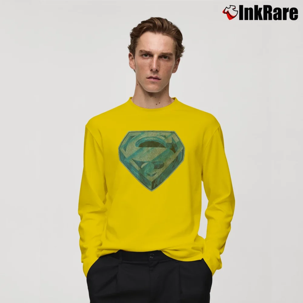 Men’s 80s Superman The Movie 1978 Vintage Cartoon Long-Sleeve Shirt in yellow | Sleek, Lightweight, Year-Round Wear