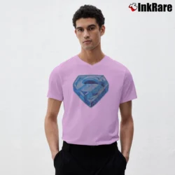 Men’s 80s Superman The Movie 1978 Vintage Cartoon V-Neck Tee in light pink | Sharp, Breathable, Everyday Staple