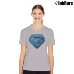 Women’s 80s Superman The Movie 1978 Vintage Cartoon V-Neck Tee in sport grey | Chic Neckline, Soft Texture