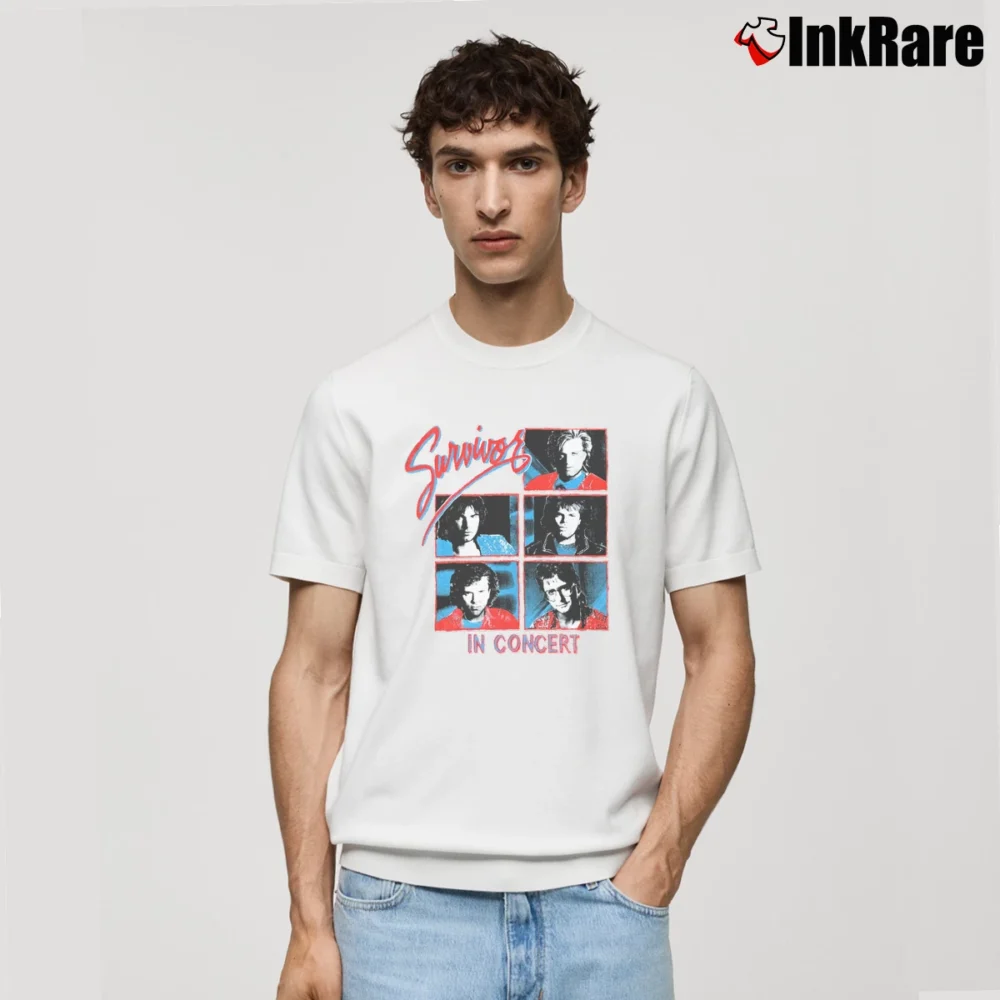 Men’s 80s Survivor Eye Of The Tiger World Tour Classic T-Shirt in white | Soft, Breathable Everyday Wear