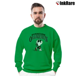 Men’s 80s Syracuse University Orange Snoopy College Crewneck Sweatshirt in irish green | Cozy Fabric, Clean Style
