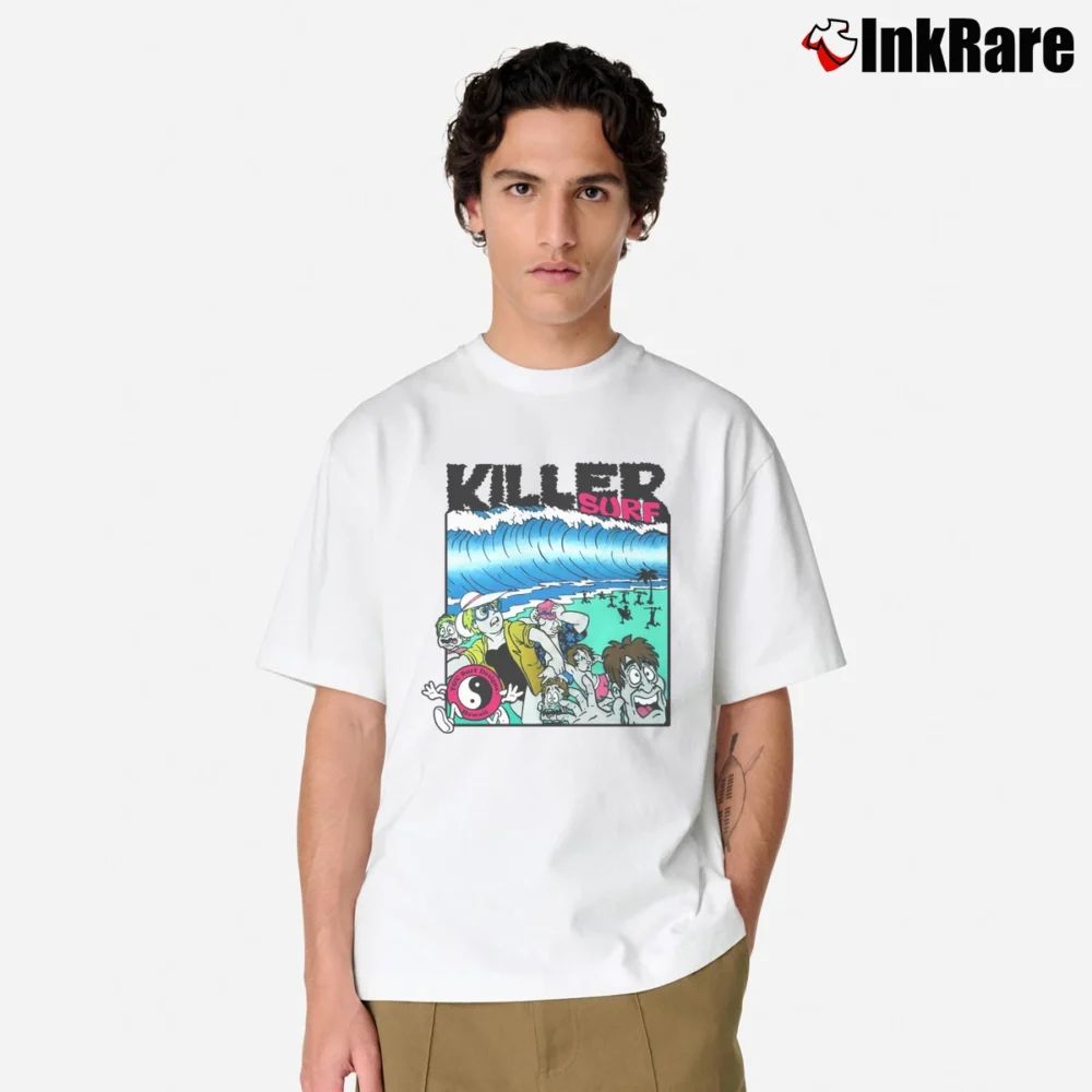 Men’s 80s T&c Killer Surf Skateboard Graphic Classic T-Shirt in white | Soft, Breathable Everyday Wear