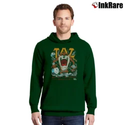 Men’s 80s Tazmania Looney Tunes Big Screen Cartoon Pullover Hoodie in forest green | Cozy, Durable, Modern Fit