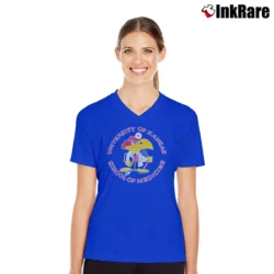 Women’s 80s University of Kansas School of Medicine Mascot V-Neck Tee in royal blue | Chic Neckline, Soft Texture