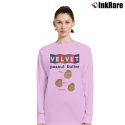 Women’s 80s Velvet Peanut Butter Fresh Pure Delicious Long-Sleeve Top in light pink | Sleek, Versatile, All-Season