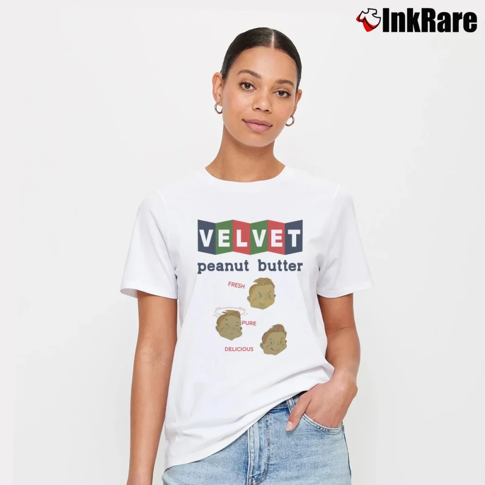 Women’s 80s Velvet Peanut Butter Fresh Pure Delicious Signature T-Shirt in white | Soft, Flattering Fit