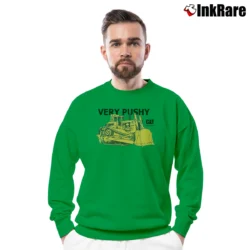 Men’s 80s Very Pushy Cat Machine Crewneck Sweatshirt in irish green | Cozy Fabric, Clean Style