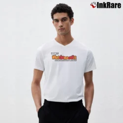 Men’s 80s Vintage Whatchamacallit Hershey's Chocolate Coated Peanut Flavor Crisp V-Neck Tee in white | Sharp, Breathable, Everyday Staple