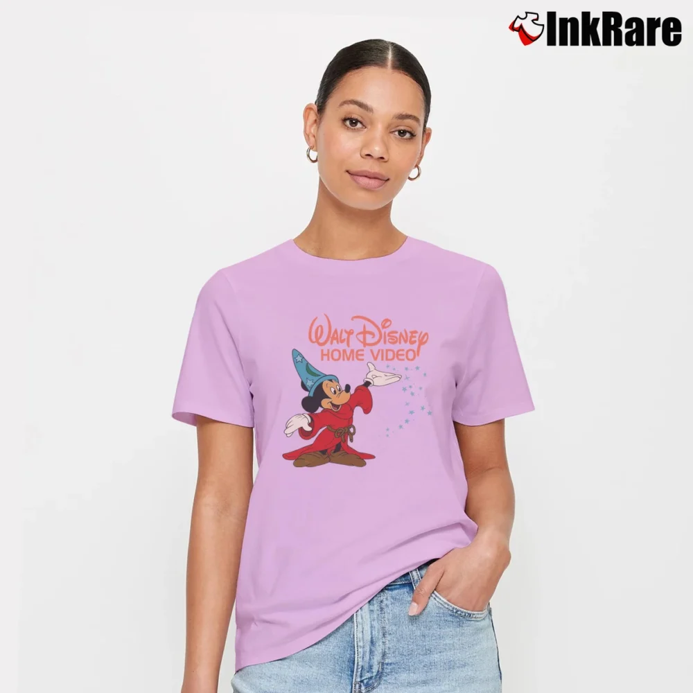 Women’s 80s Walt Disney Home Video Mickey Mouse Graphic Signature T-Shirt in light pink | Soft, Flattering Fit