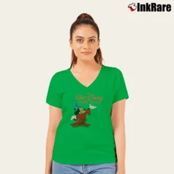 Women’s 80s Walt Disney Home Video Mickey Mouse Graphic V-Neck Tee in irish green | Chic Neckline, Soft Texture