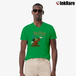 Men’s 80s Walt Disney Home Video Mickey Mouse Graphic V-Neck Tee in irish green | Sharp, Breathable, Everyday Staple