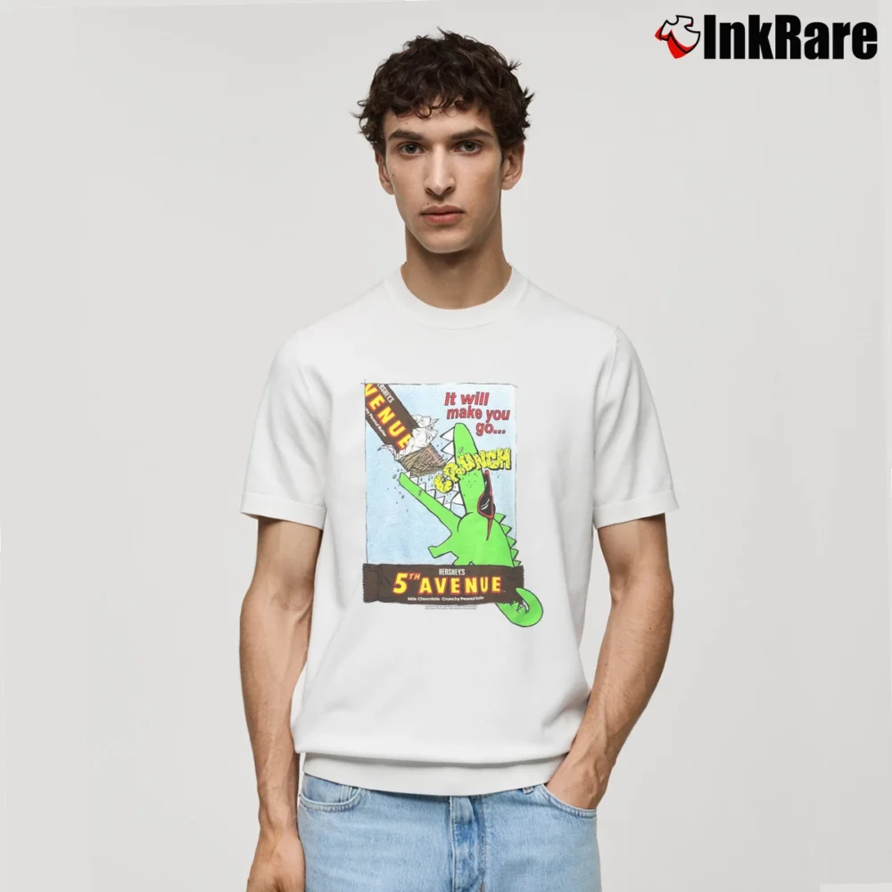 Men’s 90s 5th Avenue Chocolate Bar Candy Crunch Classic T-Shirt in white | Soft, Breathable Everyday Wear