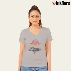 Women’s 90s 80s Mickey Inc Epcot Center Disney World V-Neck Tee in sport grey | Chic Neckline, Soft Texture
