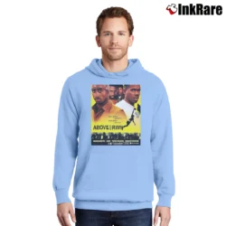 Men’s 90s Above the Rim Tupac Shakur Pullover Hoodie in light blue | Cozy, Durable, Modern Fit