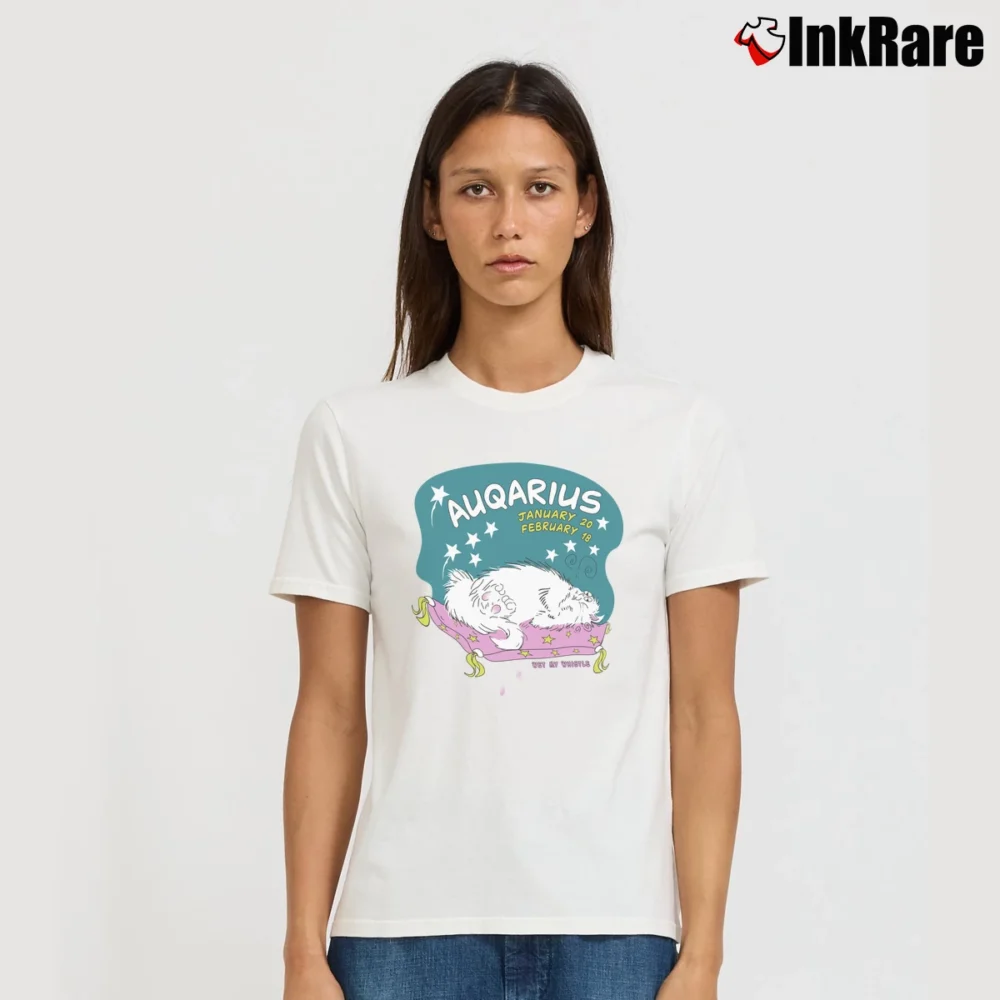Women’s 90s Aquarius Wet My Whistle Cat Night Gown White Signature T-Shirt in white | Soft, Flattering Fit
