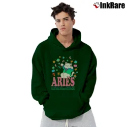 Men’s 90s Aries Horoscope Cat Cartoon Zodiac Graphic Pullover Hoodie in forest green | Cozy, Durable, Modern Fit