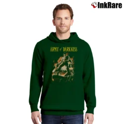 Men’s 90s Army of Darkness Pullover Hoodie in forest green | Cozy, Durable, Modern Fit