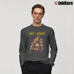 Men’s 90s Army of Darkness Long-Sleeve Shirt in charcoal | Sleek, Lightweight, Year-Round Wear