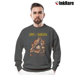 Men’s 90s Army of Darkness Crewneck Sweatshirt in charcoal | Cozy Fabric, Clean Style