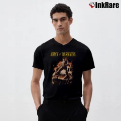 Men’s 90s Army of Darkness V-Neck Tee in black | Sharp, Breathable, Everyday Staple