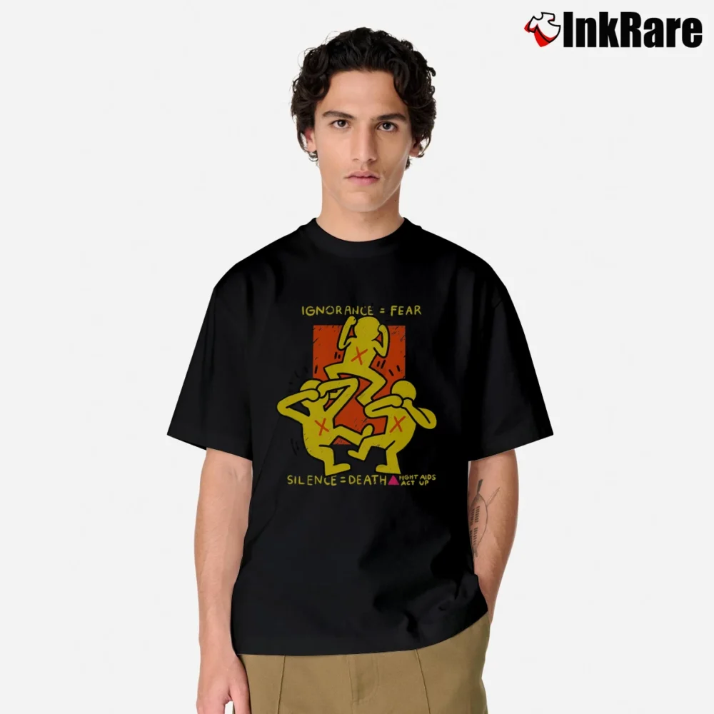 Men’s 90s Art Act Up Aids Awareness Classic T-Shirt in black | Soft, Breathable Everyday Wear
