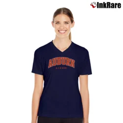 Women’s 90s Auburn Alumni Tiger Football V-Neck Tee in navy | Chic Neckline, Soft Texture