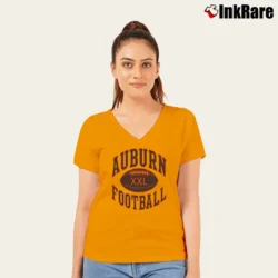 Women’s 90s Auburn Tigers Football Graphic V-Neck Tee in orange | Chic Neckline, Soft Texture