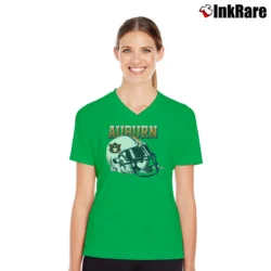 Women’s 90s Auburn Tigers Riddell Helmet Graphic V-Neck Tee in irish green | Chic Neckline, Soft Texture