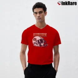 Men’s 90s Auburn Tigers Riddell Helmet Graphic V-Neck Tee in red | Sharp, Breathable, Everyday Staple