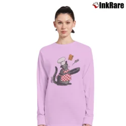 Women’s 90s B Kliban Crazy Cat Cooking Mouse Cheese Graphic Long-Sleeve Top in light pink | Sleek, Versatile, All-Season