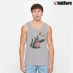 Men’s 90s B Kliban Crazy Cat Cooking Mouse Cheese Graphic Tank Top in sport grey | Breathable, Active-Friendly Design