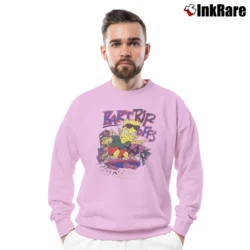 Men’s 90s Badass Bootleg Cartoon Bart Simpsons Rip Offs Crewneck Sweatshirt in light pink | Cozy Fabric, Clean Style