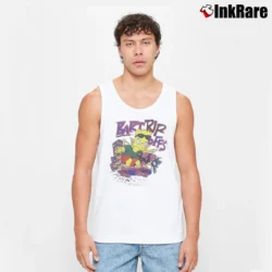 Men’s 90s Badass Bootleg Cartoon Bart Simpsons Rip Offs Tank Top in white | Breathable, Active-Friendly Design