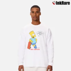 Men’s 90s Bart Simpson Cool Your Jets Cartoon TV Show Long-Sleeve Shirt in white | Sleek, Lightweight, Year-Round Wear