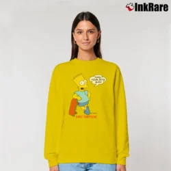 Women’s 90s Bart Simpson Cool Your Jets Cartoon TV Show Relaxed Sweatshirt in yellow | Soft, Laid-Back Vibe